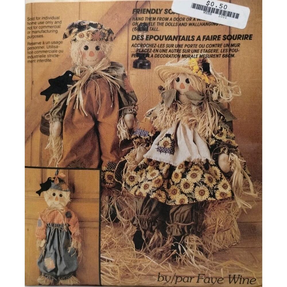 McCall's Crafts Doll Pattern - FRIENDLY SCARECROWS - #6665 - UNCUT